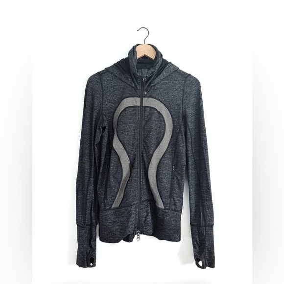 lululemon athletica Tops - Lululemon Stride Jacket II Black Heathered Coal / Grey - Size 6